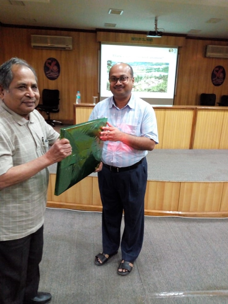 Presentation of memento by Prof. S. C. Naik to Prof. Kaustubha Mohanty